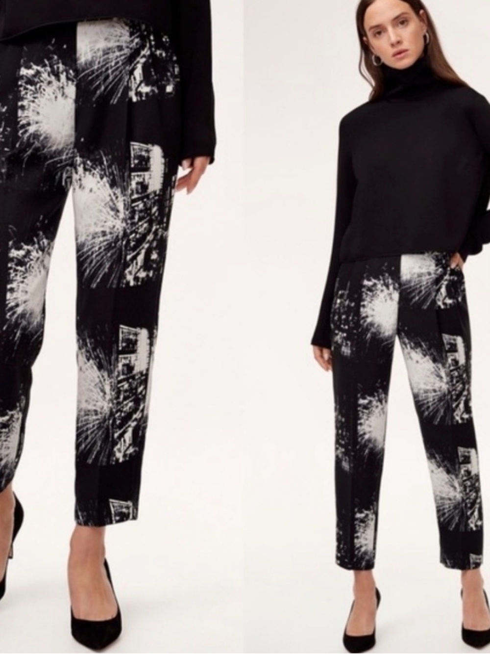 Babaton Black & White Graphic Print Pants